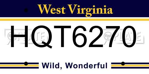 HQT6270 West Virginia License Plate