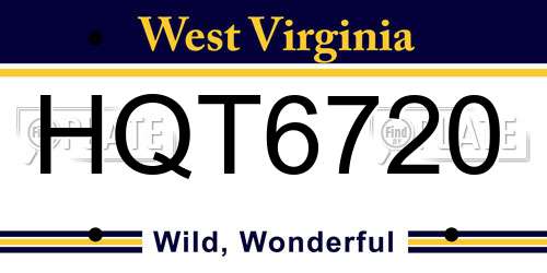 HQT6720 West Virginia License Plate