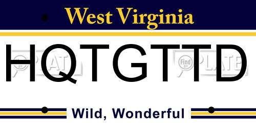 HQTGTTD West Virginia License Plate