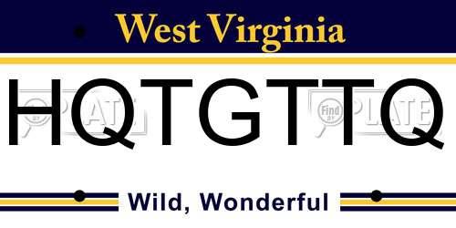 HQTGTTQ West Virginia License Plate