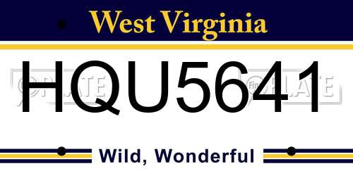 HQU5641 West Virginia License Plate