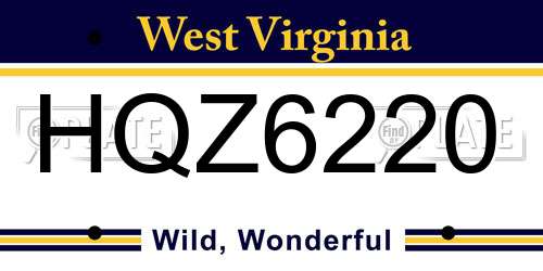 HQZ6220 West Virginia License Plate