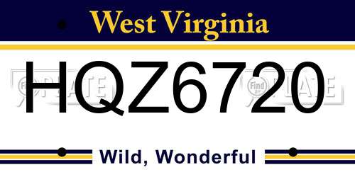 HQZ6720 West Virginia License Plate