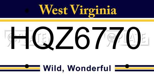 HQZ6770 West Virginia License Plate