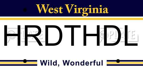 HRDTHDL West Virginia License Plate