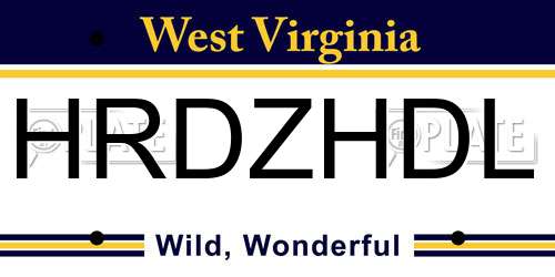 HRDZHDL West Virginia License Plate