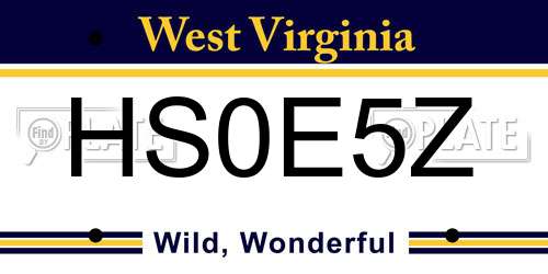 HS0E5Z West Virginia License Plate