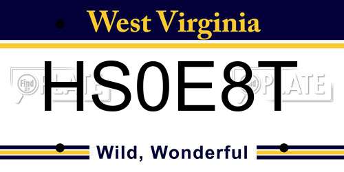 HS0E8T West Virginia License Plate