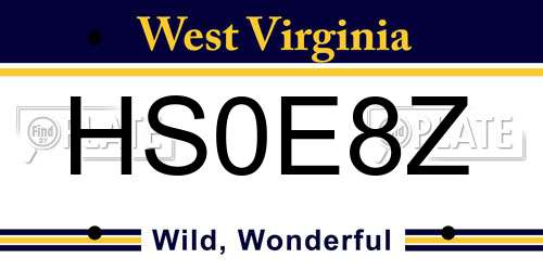 HS0E8Z West Virginia License Plate
