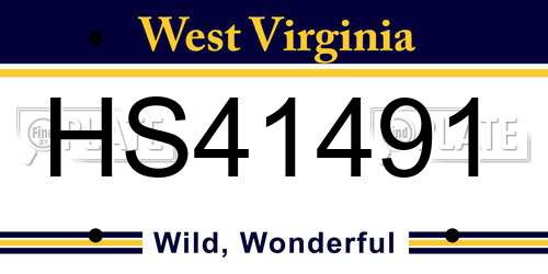 HS41491 West Virginia License Plate
