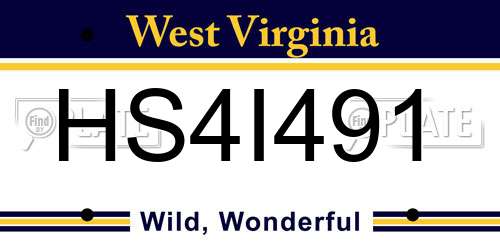 HS4I491 West Virginia License Plate