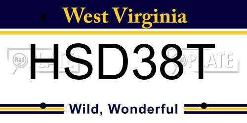 HSD38T West Virginia License Plate