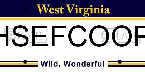 HSEFCOOP West Virginia License Plate