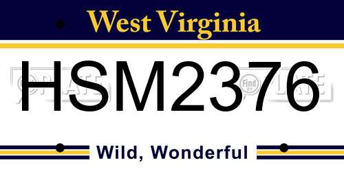 HSM2376 West Virginia License Plate