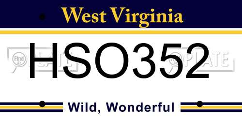 HSO352 West Virginia License Plate