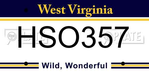 HSO357 West Virginia License Plate