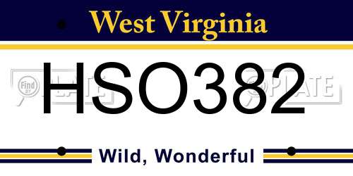 HSO382 West Virginia License Plate
