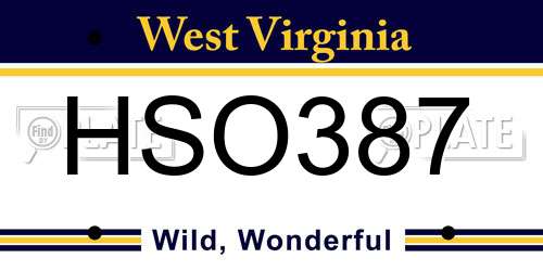 HSO387 West Virginia License Plate
