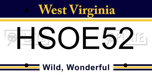 HSOE52 West Virginia License Plate