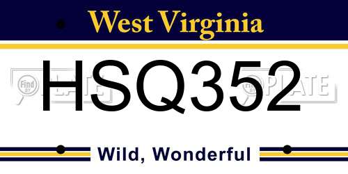 HSQ352 West Virginia License Plate