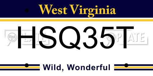 HSQ35T West Virginia License Plate