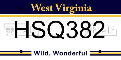 HSQ382 West Virginia License Plate