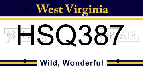 HSQ387 West Virginia License Plate