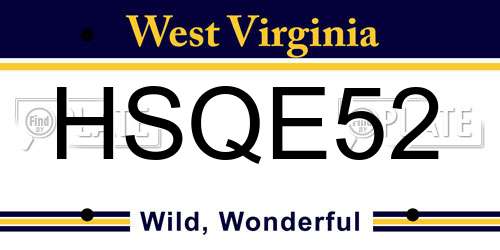 HSQE52 West Virginia License Plate