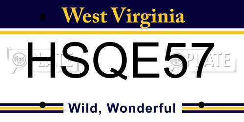 HSQE57 West Virginia License Plate