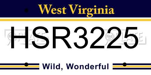 HSR3225 West Virginia License Plate
