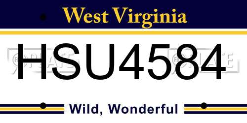 HSU4584 West Virginia License Plate