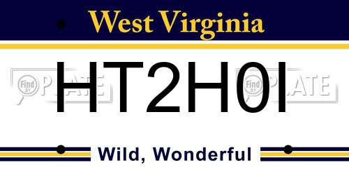 HT2H0I West Virginia License Plate