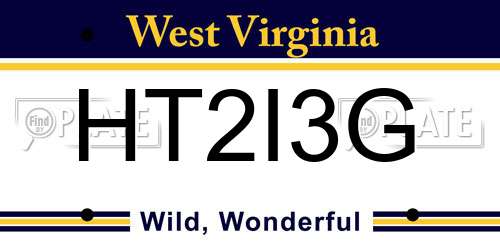 HT2I3G West Virginia License Plate