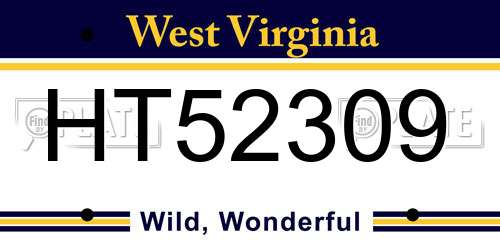 HT52309 West Virginia License Plate