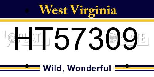 HT57309 West Virginia License Plate