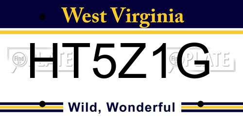 HT5Z1G West Virginia License Plate