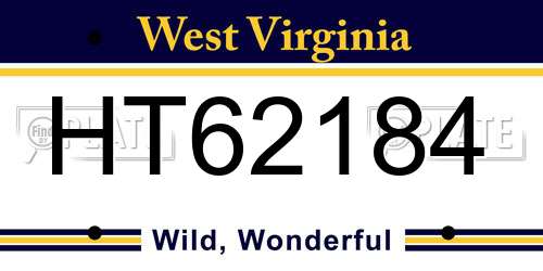 HT62184 West Virginia License Plate