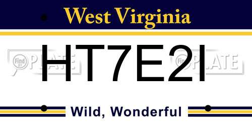 HT7E2I West Virginia License Plate