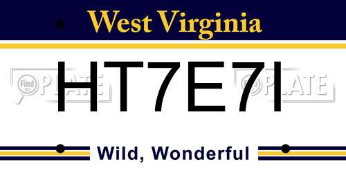 HT7E7I West Virginia License Plate