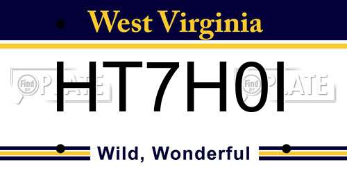 HT7H0I West Virginia License Plate