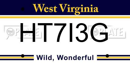 HT7I3G West Virginia License Plate
