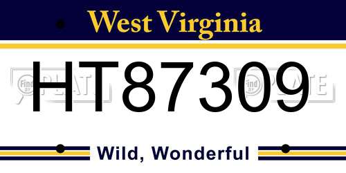 HT87309 West Virginia License Plate