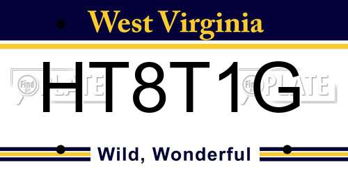 HT8T1G West Virginia License Plate