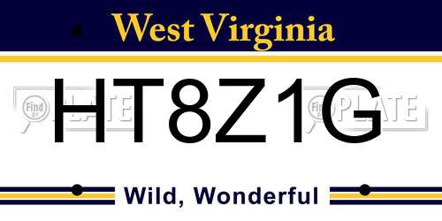 HT8Z1G West Virginia License Plate