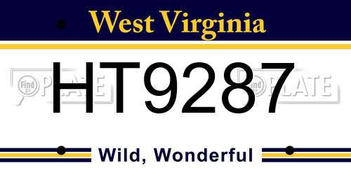 HT9287 West Virginia License Plate
