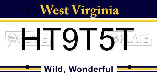 HT9T5T West Virginia License Plate