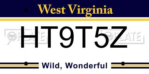 HT9T5Z West Virginia License Plate