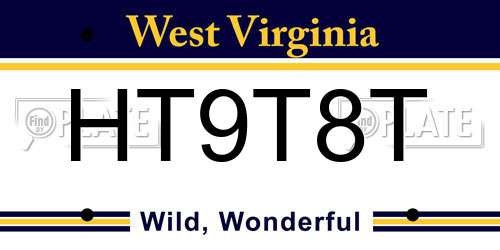 HT9T8T West Virginia License Plate