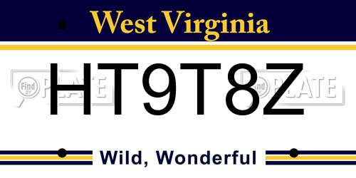 HT9T8Z West Virginia License Plate