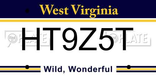 HT9Z5T West Virginia License Plate